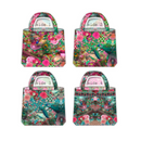 Tessuto Canvas Pannello Borsa Double Face Fiori e Pavoni-3