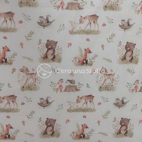 Tessuto Cotone Animali Del Bosco Roury