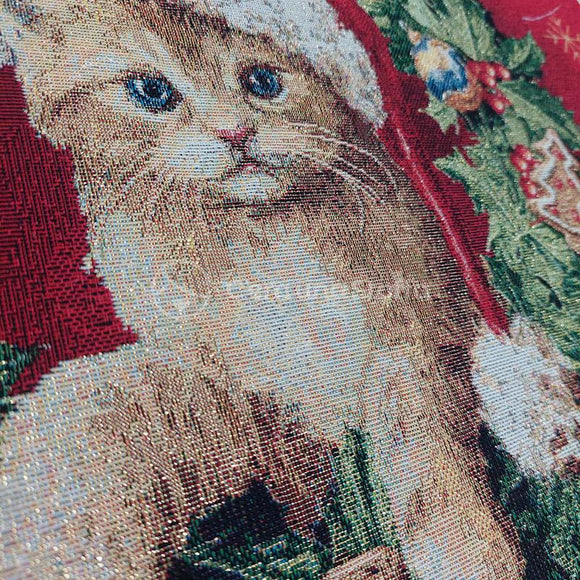 Pannello Gobelin Lurex Gatto Ghirlanda