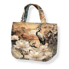 Tessuto Canvas Pannello Borsa Double Face Airone