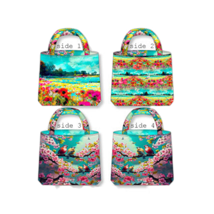 Tessuto Canvas Pannello Borsa Double Face Fiori