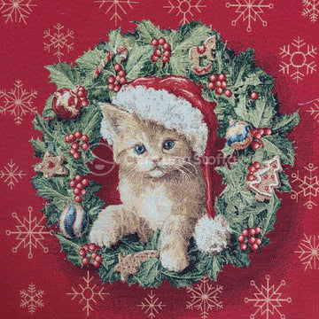 Pannello Gobelin Lurex Gatto Ghirlanda