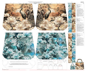 Tessuto Canvas Pannello Borsa Double Face Airone - 0