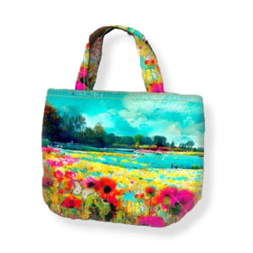 Tessuto Canvas Pannello Borsa Double Face Fiori