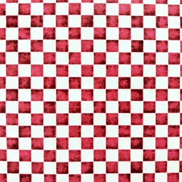 Cotone Americano Scacchiera Bianco Rosso