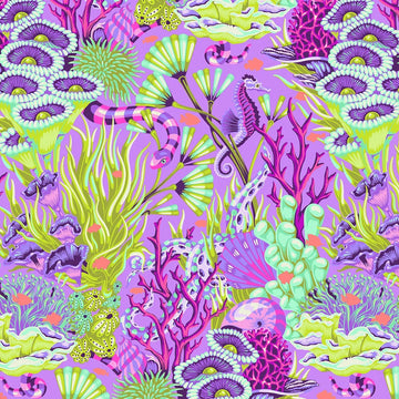 Tessuto Tula Pink Floral Reef Cotone Americano Reef What You Sew