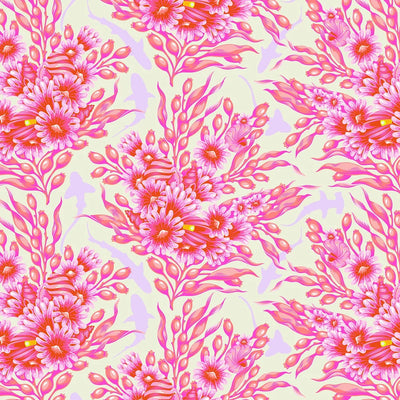 Tessuto Tula Pink Floral Reef Cotone Americano Shadow Sharks