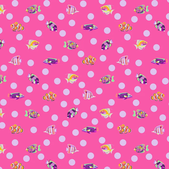 Tessuto Tula Pink Floral Reef Cotone Americano School Crossing