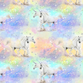 Tessuto Cotone Americano Unicorn & Stars