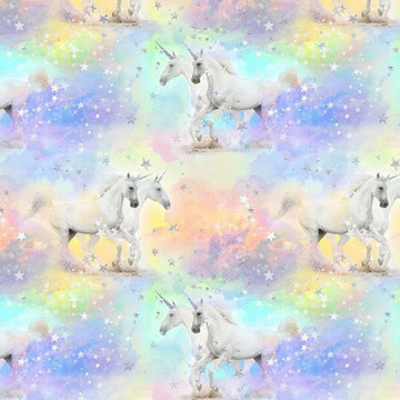 Tessuto Cotone Americano Unicorn & Stars