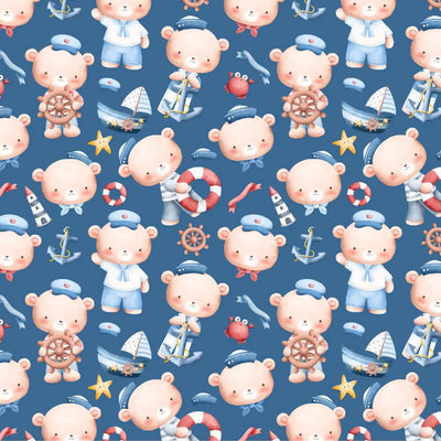 Tessuto Cotone Biologico Little Sailor Bear