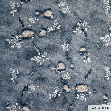 Tessuto Denim Roses