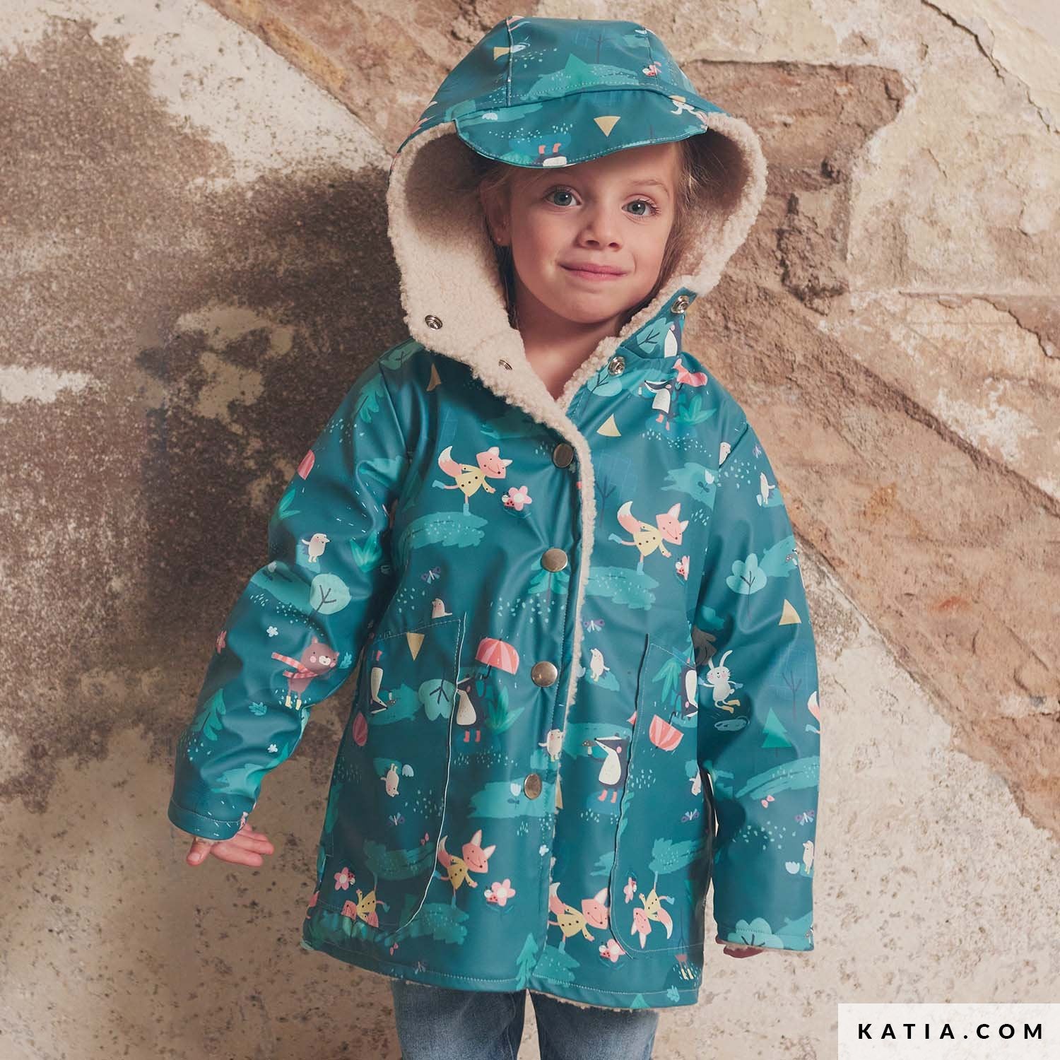 Tessuto Raincoat PU Print Rain Forest