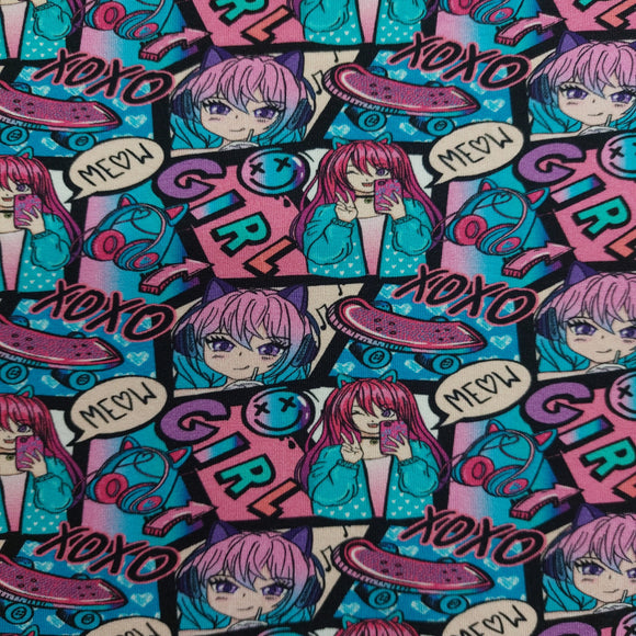 Tessuto Jersey Anime Kawaii