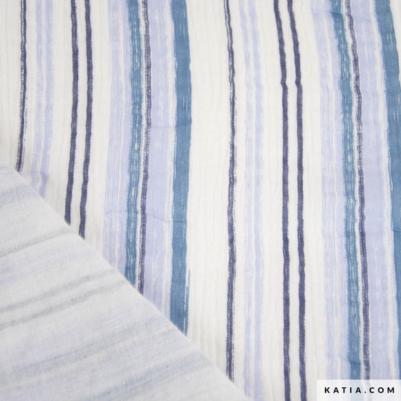 Katia Fabrics Mussola Blue Jeans Stripes