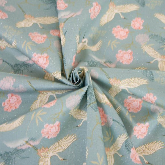 Tessuto Popeline Jade Heron Sakura