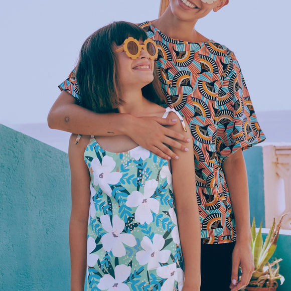 Tessuto Popeline Leggero Neon Pink Flower