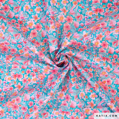 Tessuto Popeline Cotone Darwin Flora - 0