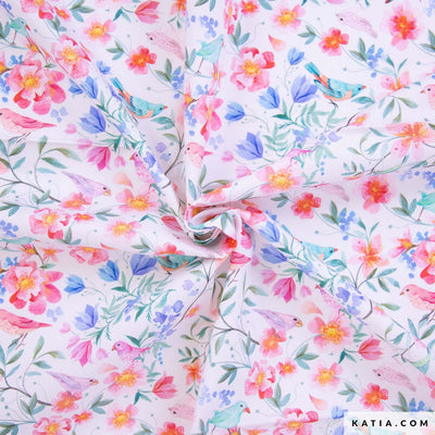 Tessuto Popeline Cotone Darwin Birds - 0