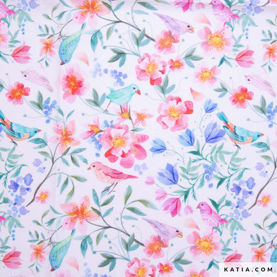 Tessuto Popeline Cotone Darwin Birds