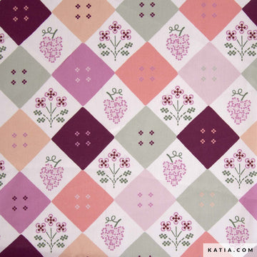 Tessuto Popeline Cotone Diamond Mosaic