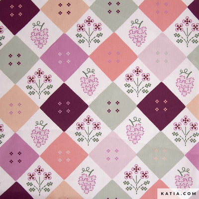 Tessuto Popeline Cotone Diamond Mosaic