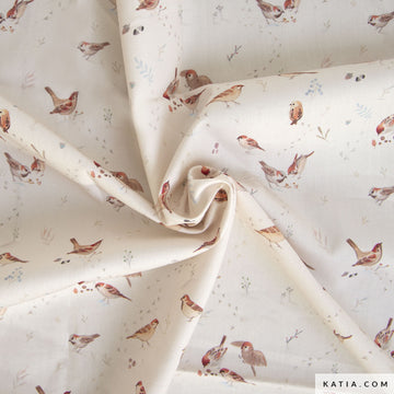 Tessuto Popeline Cotone Little Birds - 0