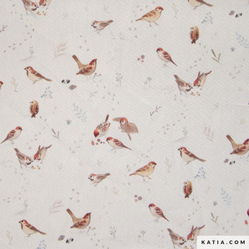 Tessuto Popeline Cotone Little Birds