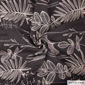 Tessuto Cotone Embroidery Voile Linen & Black - 0
