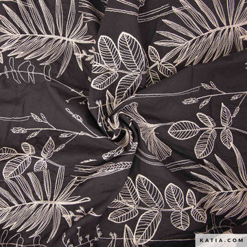 Tessuto Cotone Embroidery Voile Linen & Black - 0
