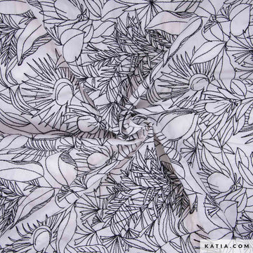 Tessuto Cotone Embroidery Voile Black & White - 0