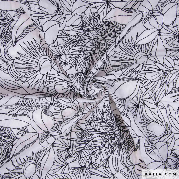 Tessuto Cotone Embroidery Voile Black & White
