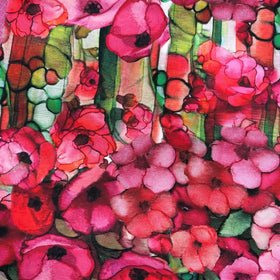 Tessuto Canvas Floreale Anemoni Rosa