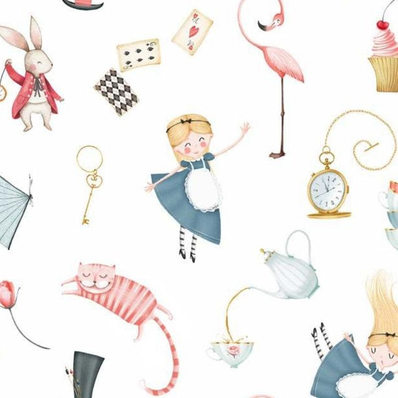 Tessuto Cotone Alice Meraviglie