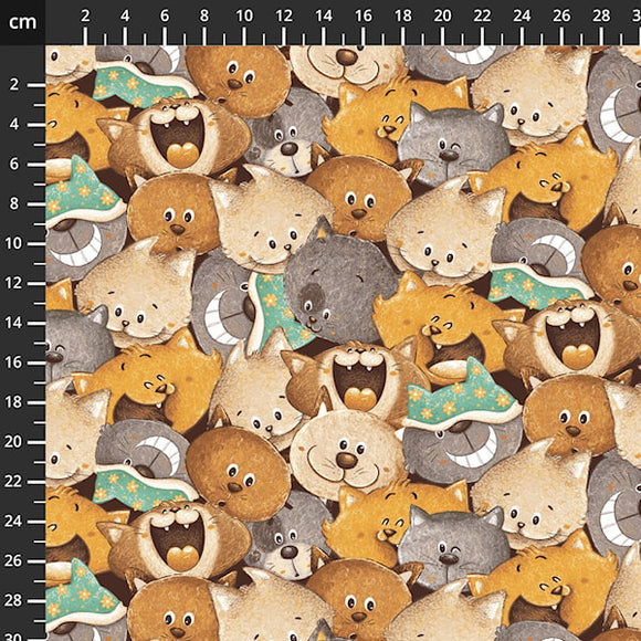 Tessuto Cotone Americano Cat Hair Don't Care - Ochre