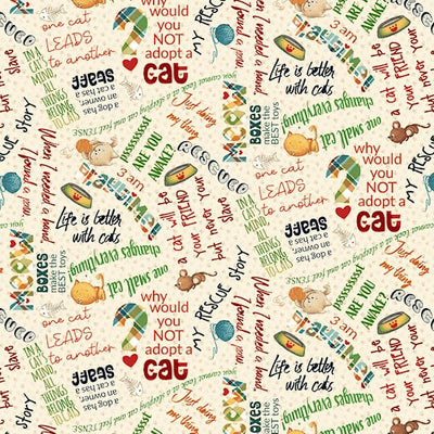 Tessuto Cotone Americano Cat Hair Don't Care - Ivory