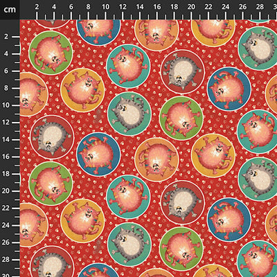 Tessuto Cotone Americano Cat Hair Don't Care - Red - 0