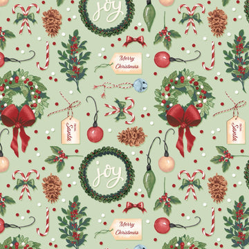 Tessuto Cotone Americano Christmas Village Joy