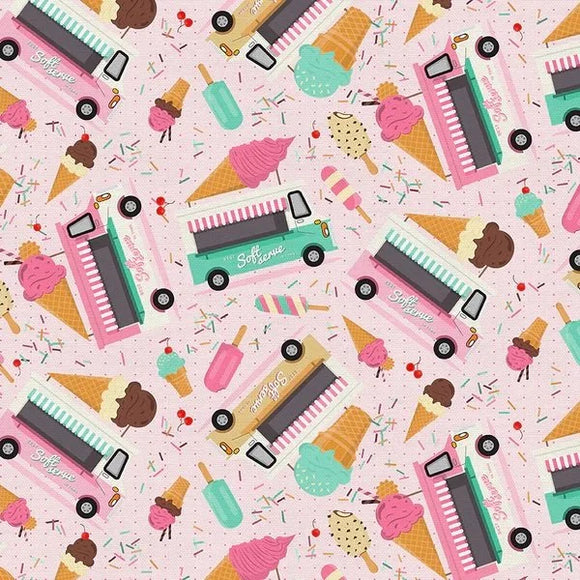 Tessuto Cotone Americano Ice Cream Dream Truck
