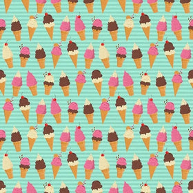 Tessuto Cotone Americano Ice Cream Dream Coni