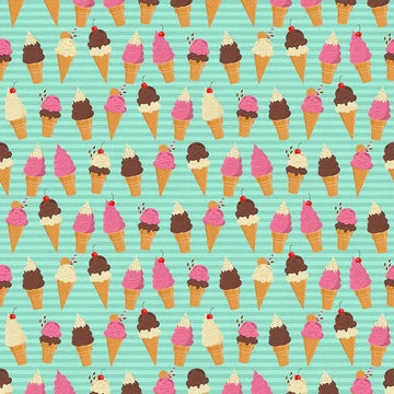 Tessuto Cotone Americano Ice Cream Dream Coni