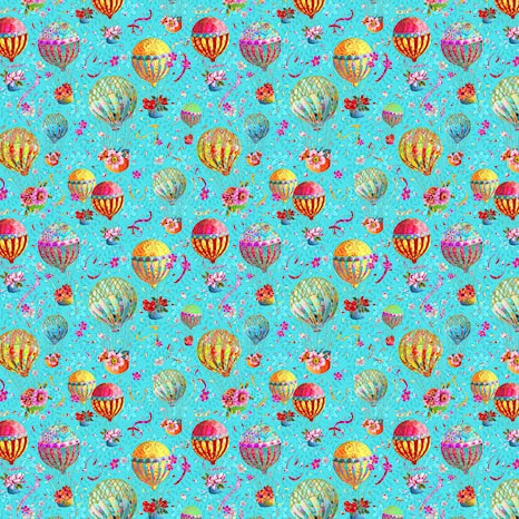 Tessuto Cotone Americano Festival Balloons - Mongolfiere Piccole