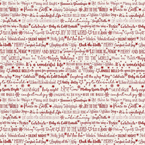 Tessuto Natale Scritte Canzoni Cotone Americano