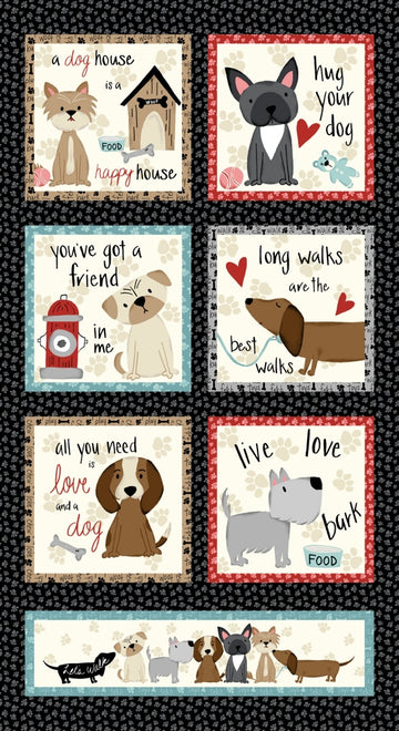 Tessuto Paw-Sitively Awesome Cotone Americano Pannello Quadri