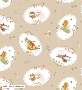 Tessuto Cotone Ameicano Peter Rabbit Posy Portraits