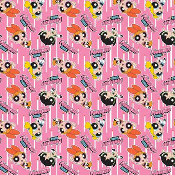 Tessuto Powerpuff Girls Action Poses Cotone Americano