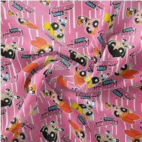 Tessuto Powerpuff Girls Action Poses Cotone Americano - 0