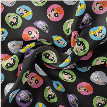 Tessuto Powerpuff Girls Character Coins Toss Cotone Americano - 0