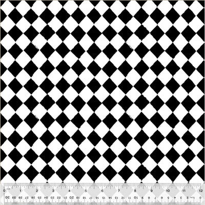 Tessuto Cotone Americano Harlequin Black & White – Rombi Bianco e Nero