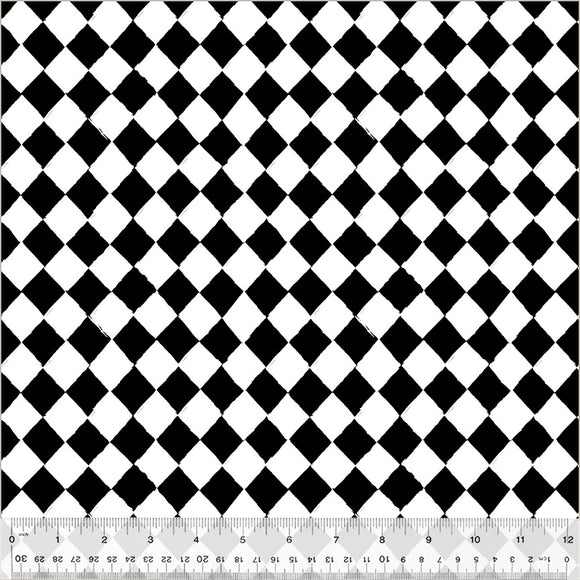 Tessuto Cotone Americano Harlequin Black & White – Rombi Bianco e Nero